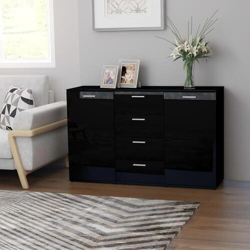 Skænk 120x35,5x75 cm spånplade højglans sort