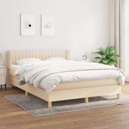 Kontinentalseng med madras 140x200 cm - stof, cremefarvet