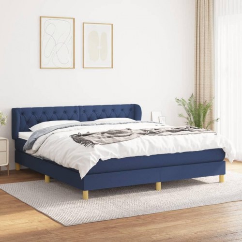Kontinentalseng med madras 160×200 cm - stof, blå