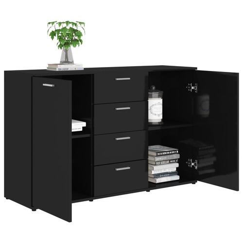 Skænk 120x35,5x75 cm spånplade højglans sort