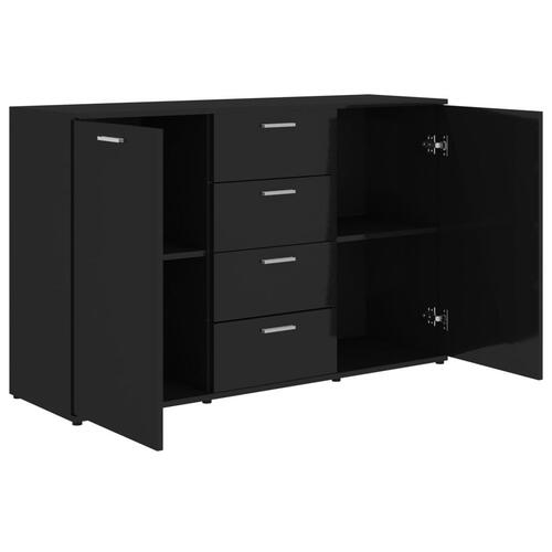 Skænk 120x35,5x75 cm spånplade højglans sort