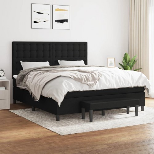 Kontinentalseng med madras 160x200 cm - stof, sort