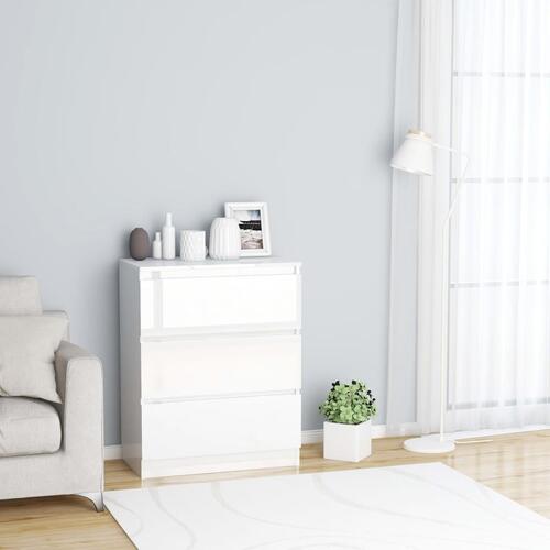 Skænk 60x35x76 cm konstrueret træ hvid højglans