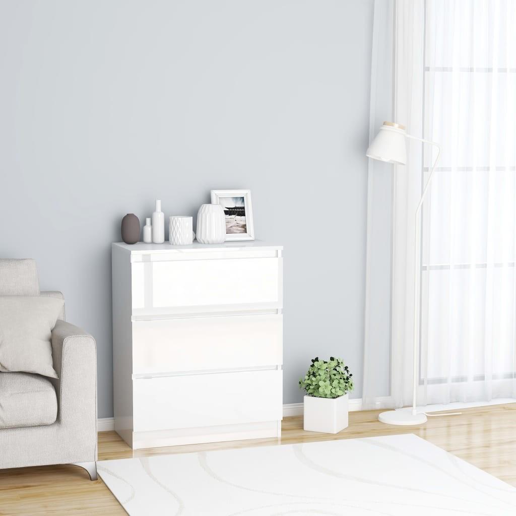 Skænk 60x35x76 cm konstrueret træ hvid højglans
