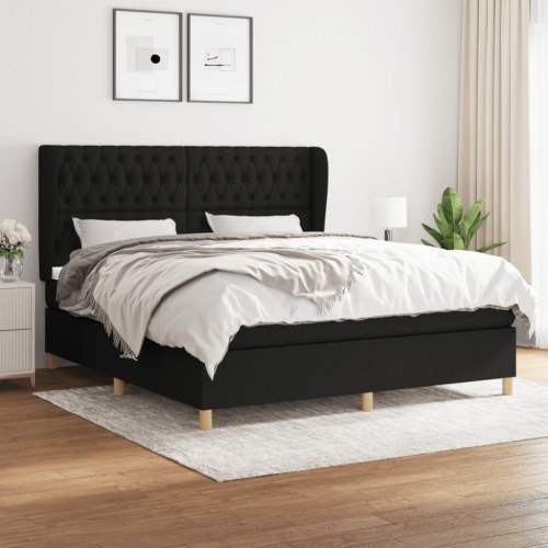 Kontinentalseng med madras 180×200 cm - stof, sort