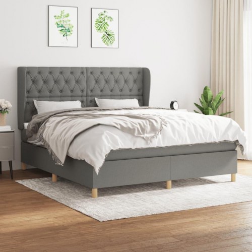 Kontinentalseng med madras 160×200 cm - stof, mørkegrå