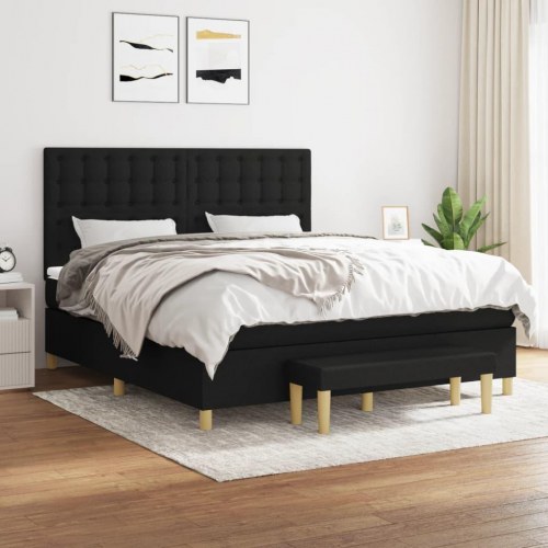 Kontinentalseng med madras 180×200 cm - stof, sort