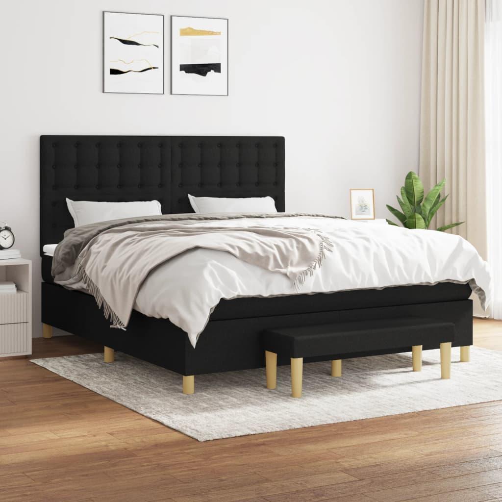 Kontinentalseng med madras 180×200 cm - stof, sort billede