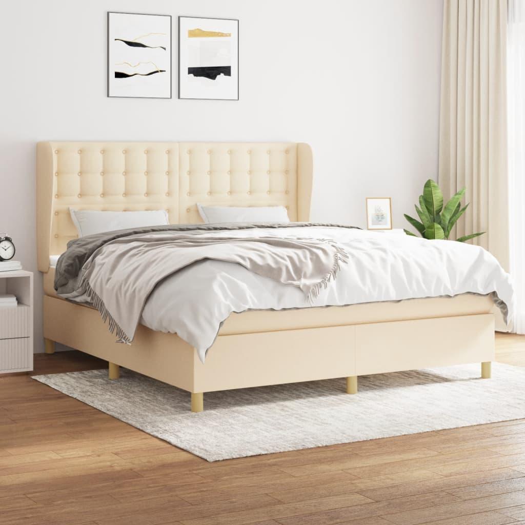 Kontinentalseng med madras 160×200 cm - stof, cremefarvet billede