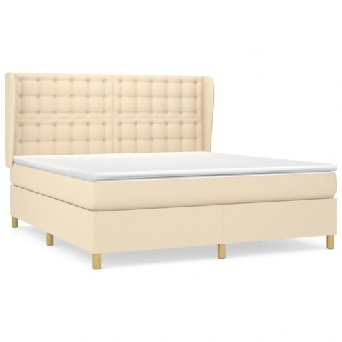Kontinentalseng med madras 180×200 cm - stof, cremefarvet