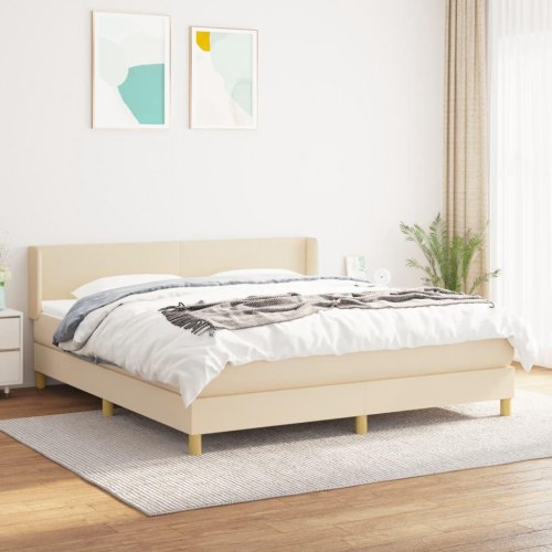 Kontinentalseng med madras 160x200 cm - stof, cremefarvet