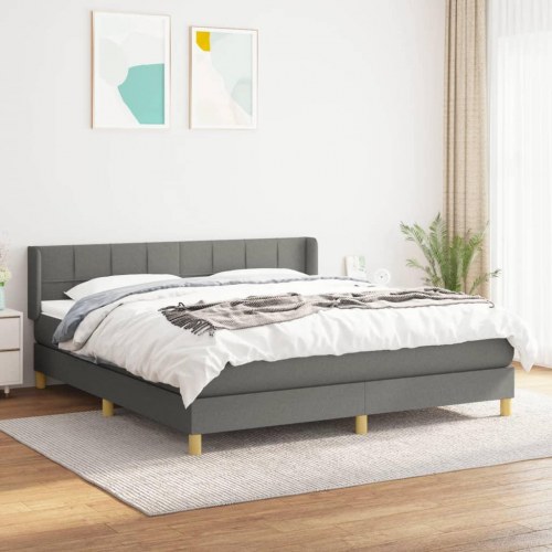 Kontinentalseng med madras 160×200 cm - stof, mørkegrå