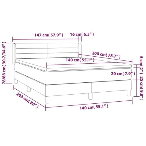 Kontinentalseng med madras 140x200 cm stof cremefarvet
