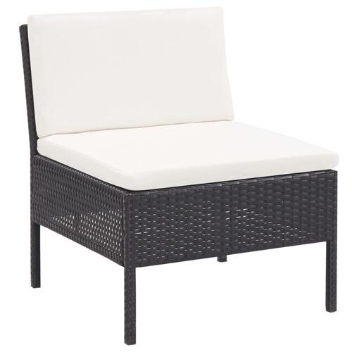 Haveloungesæt 3 dele med hynder polyrattan sort