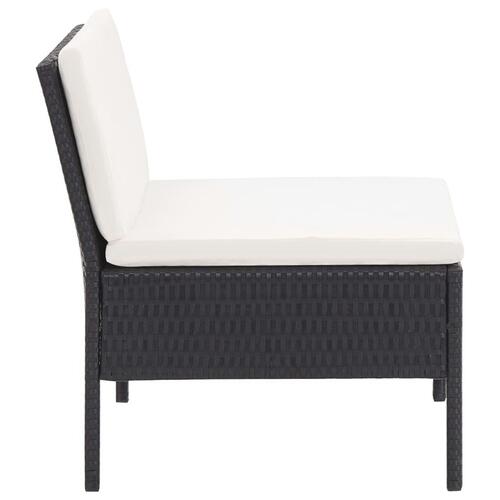 Haveloungesæt 3 dele med hynder polyrattan sort