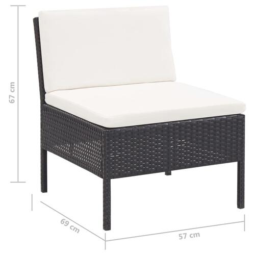 Haveloungesæt 3 dele med hynder polyrattan sort