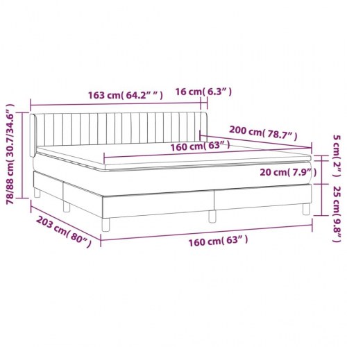 Kontinentalseng med madras 160x200 cm - stof, sort