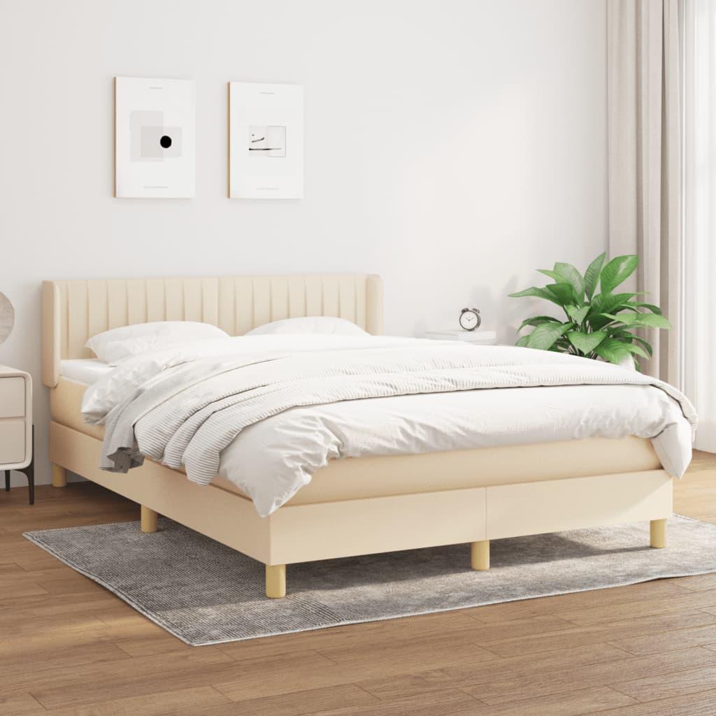 Kontinentalseng med madras 140x200 cm - stof, cremefarvet billede