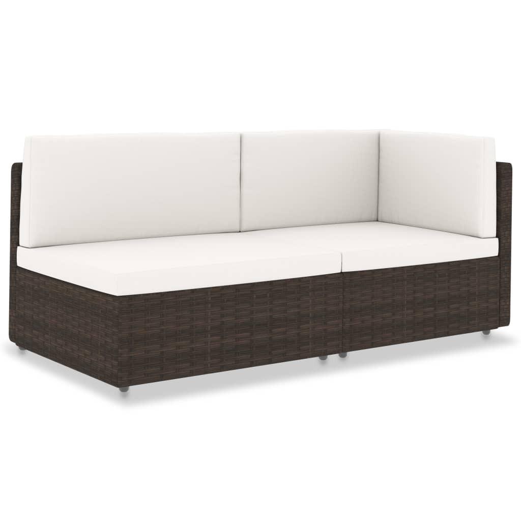 2-personers sofa modulær polyrattan brun