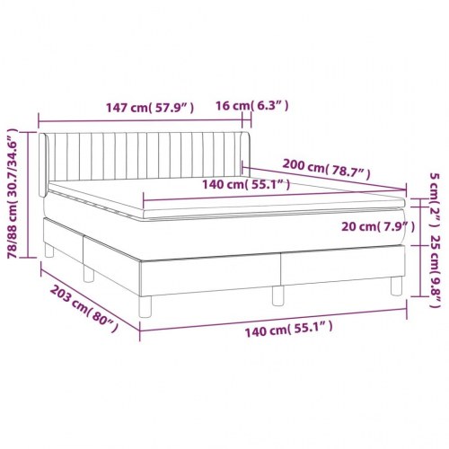 Kontinentalseng med madras 140x200 cm - stof, cremefarvet