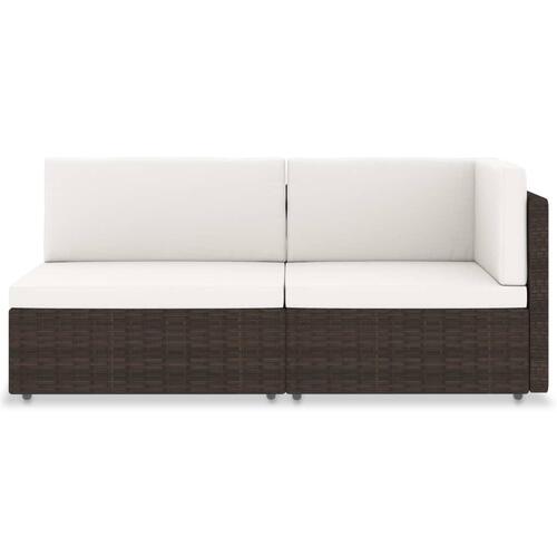 2-personers sofa modulær polyrattan brun