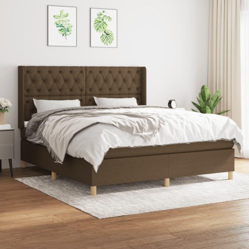 Kontinentalseng med madras 160×200 cm - stof, mørkebrun