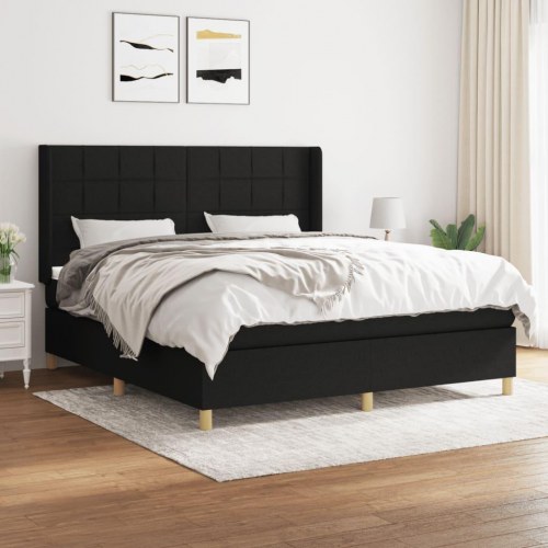 Kontinentalseng med madras 180x200 cm - stof, sort
