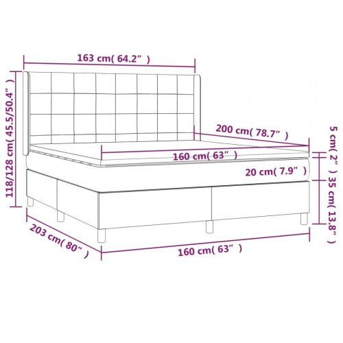 Kontinentalseng med madras 160×200 cm - stof, gråbrun