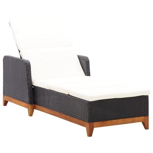 Liggestol polyrattan og massivt akacietræ sort