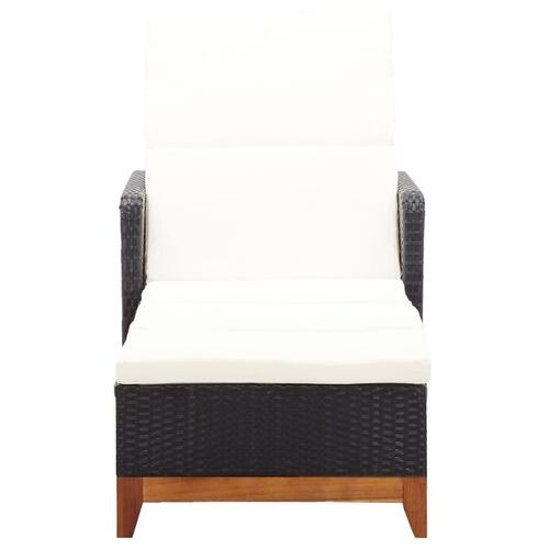 Liggestol polyrattan og massivt akacietræ sort