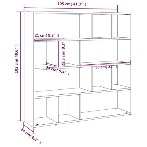 Bogreol/rumdeler 105x24x102 cm betongrå