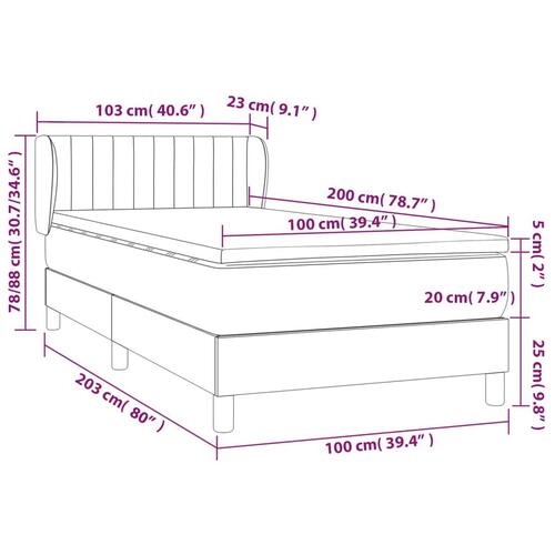 Kontinentalseng med madras 100x200 cm stof cremefarvet