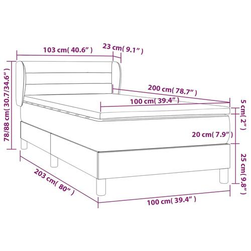 Kontinentalseng med madras 100x200 cm stof cremefarvet
