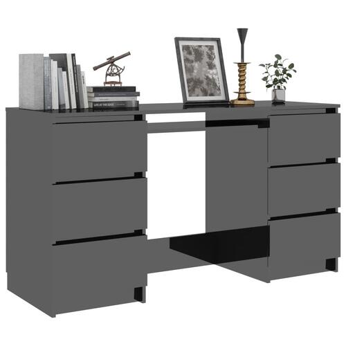 Skrivebord 140x50x77 cm konstrueret træ sort højglans