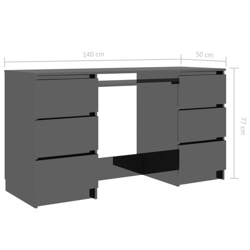 Skrivebord 140x50x77 cm konstrueret træ sort højglans