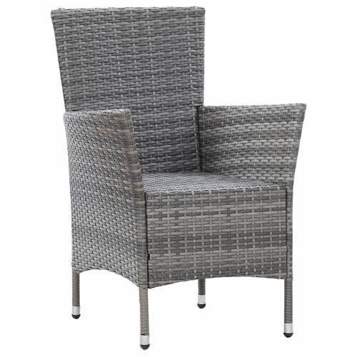 Udendørs spisebordssæt 7 dele med hynder polyrattan grå