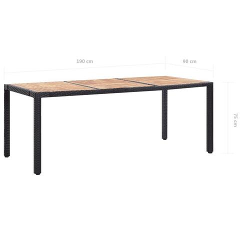 Udendørs spisebordssæt 9 dele med hynder polyrattan sort
