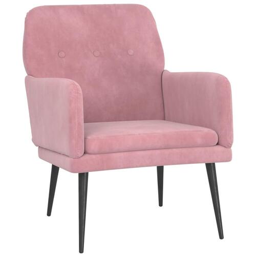 Lænestol 62x79x79 cm velour lyserød