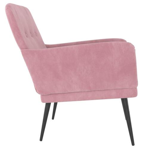 Lænestol 62x79x79 cm velour lyserød