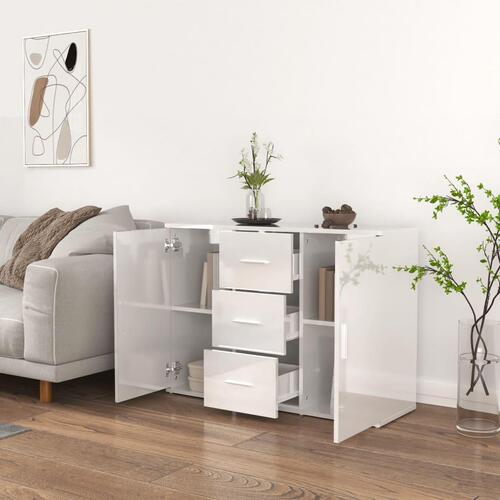 Skænk 91x29,5x65 cm konstrueret træ hvid højglans
