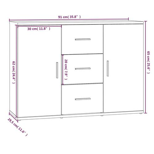 Skænk 91x29,5x65 cm konstrueret træ hvid højglans