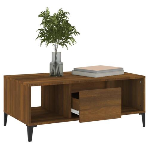 Sofabord 90x50x36,5 cm konstrueret træ brun egetræsfarve