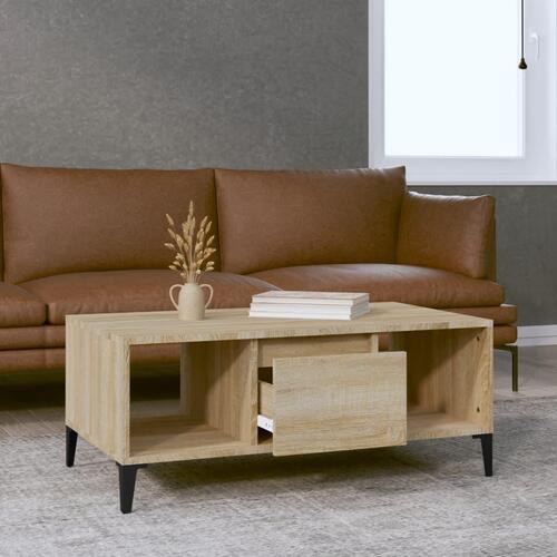 Sofabord 90x50x36,5 cm konstrueret træ sonoma-eg