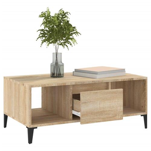Sofabord 90x50x36,5 cm konstrueret træ sonoma-eg