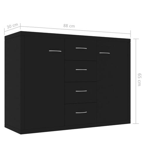 Skænk 88 x 30 x 65 cm spånplade sort