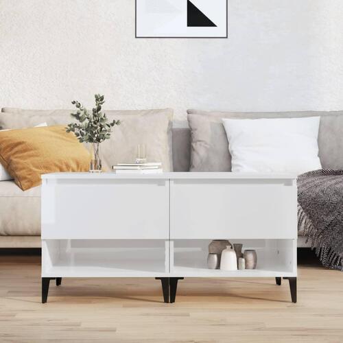 Sideborde 2 stk. 50x46x50 cm konstrueret træ hvid højglans