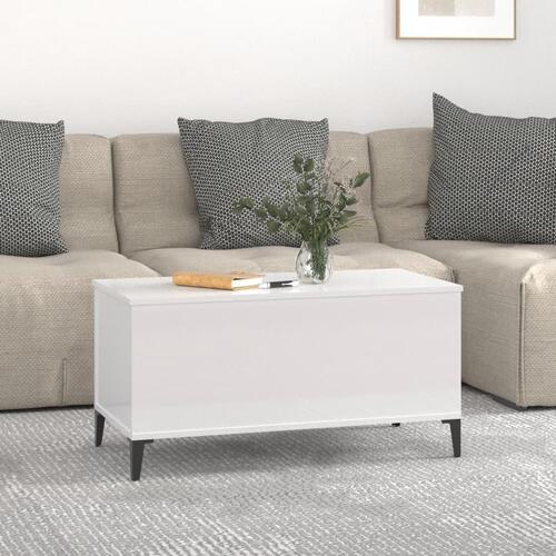 Sofabord 90x44,5x45 cm konstrueret træ hvid højglans