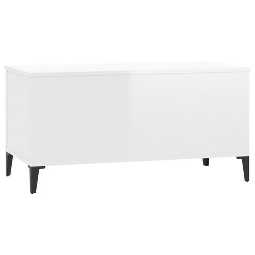 Sofabord 90x44,5x45 cm konstrueret træ hvid højglans