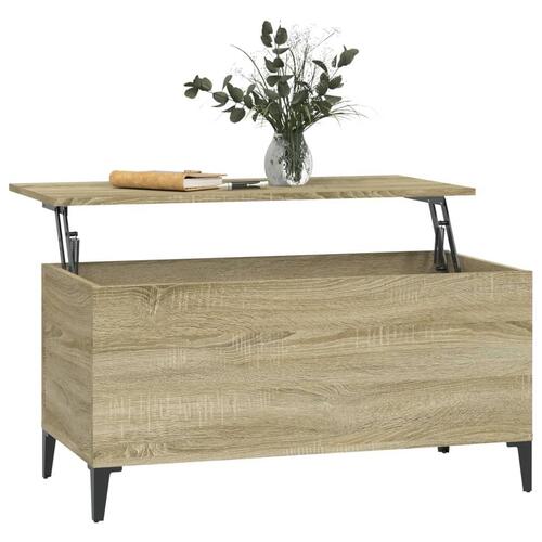 Sofabord 90x44,5x45 cm konstrueret træ sonoma-eg