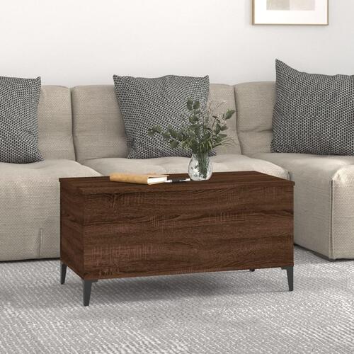 Sofabord 90x44,5x45 cm konstrueret træ brun egetræsfarve